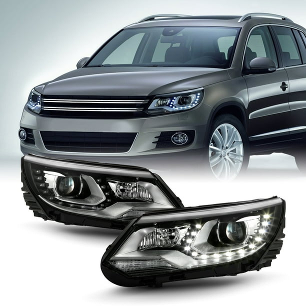 Chrome Fits 12-17 Volkswagen VW Tiguan OE Halogen Projector LED DRL Headlights 